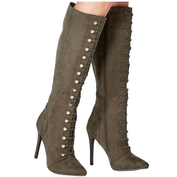 Gina Lace Up Heeled Boots Size 7 - Picture 1 of 8